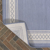 8' Blue And Cream Indoor Outdoor Runner Rug