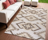 4' X 6' Brown And Ivory Moroccan Indoor Outdoor Area Rug