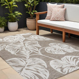 8' X 10' Brown And Ivory Floral Indoor Outdoor Area Rug
