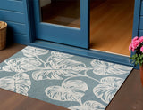 3' X 5' Blue And Ivory Floral Indoor Outdoor Area Rug