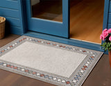 3' X 5' Brown And Ivory Geometric Indoor Outdoor Area Rug