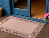 3' X 5' Orange And Ivory Geometric Indoor Outdoor Area Rug