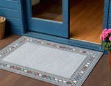 3' X 5' Blue And Ivory Geometric Indoor Outdoor Area Rug