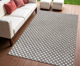 4' X 6' Dark Gray And Ivory Trellis Indoor Outdoor Area Rug