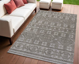 4' X 6' Dark Gray And Ivory Moroccan Indoor Outdoor Area Rug