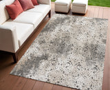 4' X 6' Cream Beige And Dark Gray Abstract Indoor Outdoor Area Rug
