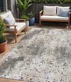 5' X 8' Cream Beige And Dark Gray Abstract Indoor Outdoor Area Rug