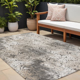 8' X 10' Cream Beige And Dark Gray Abstract Indoor Outdoor Area Rug