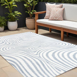 8' X 10' Light Blue And Ivory Abstract Indoor Outdoor Area Rug