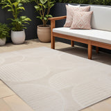 8' X 10' Ivory And Cream Striped Indoor Outdoor Area Rug