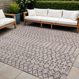 3' Natural And Black Square Trellis Indoor Outdoor Area Rug