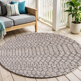 6' Natural And Black Round Trellis Indoor Outdoor Area Rug