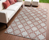 4' X 6' Salmon And Cream Trellis Indoor Outdoor Area Rug