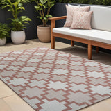 8' X 10' Salmon And Cream Trellis Indoor Outdoor Area Rug