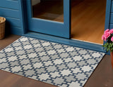 3' X 5' Navy Blue And Cream Trellis Indoor Outdoor Area Rug