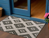 3' X 5' Black And Cream Moroccan Indoor Outdoor Area Rug