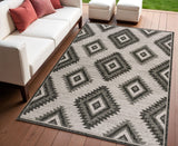 4' X 6' Black And Cream Moroccan Indoor Outdoor Area Rug