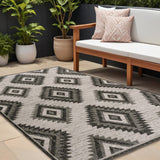 8' X 10' Black And Cream Moroccan Indoor Outdoor Area Rug