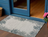 3' X 5' Blue And Cream Floral Indoor Outdoor Area Rug