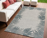 4' X 6' Blue And Cream Floral Indoor Outdoor Area Rug