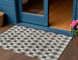 3' X 5' Black And Cream Geometric Indoor Outdoor Area Rug