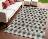4' X 6' Black And Cream Geometric Indoor Outdoor Area Rug