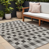 8' X 10' Black And Cream Geometric Indoor Outdoor Area Rug