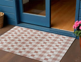 3' X 5' Salmon And Cream Geometric Indoor Outdoor Area Rug