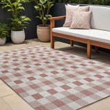 8' X 10' Salmon And Cream Geometric Indoor Outdoor Area Rug