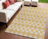4' X 6' Yellow And Cream Geometric Indoor Outdoor Area Rug