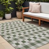 8' X 10' Green And Cream Geometric Indoor Outdoor Area Rug
