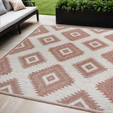 5' X 8' Salmon And Cream Moroccan Indoor Outdoor Area Rug