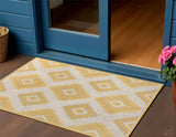 3' X 5' Yellow And Cream Moroccan Indoor Outdoor Area Rug