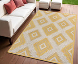 4' X 6' Yellow And Cream Moroccan Indoor Outdoor Area Rug