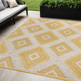5' X 8' Yellow And Cream Moroccan Indoor Outdoor Area Rug