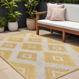 8' X 10' Yellow And Cream Moroccan Indoor Outdoor Area Rug
