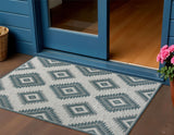 3' X 5' Turquoise And Cream Moroccan Indoor Outdoor Area Rug