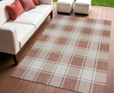 4' X 6' Salmon And Cream Gingham Indoor Outdoor Area Rug