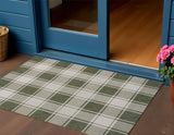 3' X 5' Green And Cream Gingham Indoor Outdoor Area Rug