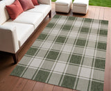 4' X 6' Green And Cream Gingham Indoor Outdoor Area Rug