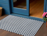 3' X 5' Navy Blue And Cream Geometric Indoor Outdoor Area Rug