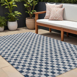 8' X 10' Navy Blue And Cream Geometric Indoor Outdoor Area Rug