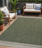 5' X 8' Green And Cream Indoor Outdoor Area Rug