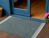 3' X 5' Turquoise And Cream Indoor Outdoor Area Rug