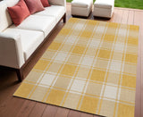 4' X 6' Yellow And Cream Gingham Indoor Outdoor Area Rug