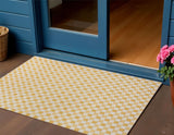 3' X 5' Yellow And Cream Geometric Indoor Outdoor Area Rug