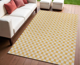 4' X 6' Yellow And Cream Geometric Indoor Outdoor Area Rug