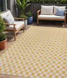 5' X 8' Yellow And Cream Geometric Indoor Outdoor Area Rug