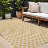 8' X 10' Yellow And Cream Geometric Indoor Outdoor Area Rug