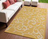 4' X 6' Yellow And Cream Floral Indoor Outdoor Area Rug